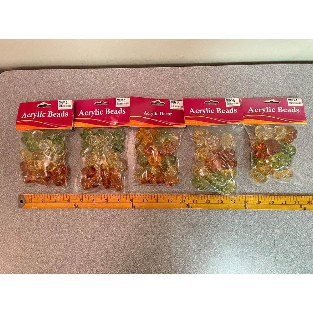 5 New Packs of Acrylic Beads and Decor Acorns and Pumpkins Fall Thanksgiving